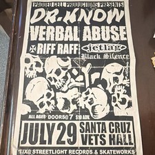 Jimbo Phillips Art Dr Know Verbal Abuse Punk Poster Santa Cruz Vets Hall Vintage picture
