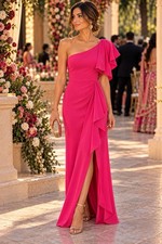 Betsy And Adam Pink Long Formal NWT One Shoulder Dress Size 10 Reg $259 picture
