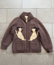 Vintage 1960s Cowichan Handknit Full Zip Ram Cardigan Wool Knit Sweater Jacket picture