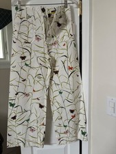 Maeve Anthropologie The Colette Butterfly Print Wide Leg Pants White - Size 27 picture