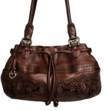 BRIGHTON LOLITA MASTERPIECE BRONZE 3D EMBROIDERED SHOULDER HANDBAG Y2K NWOT $350 picture
