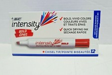 Bic Great Erase Bold Tank-Style Dry Erase Marker Chisel Tip Red Dozen DEC11RD picture