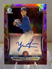 2026 Bowman Chrome Yadier Munoz Bowman 1st Bubblegum Refractor Auto /5 #CPA-YM picture