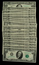 21 Consecutive 1977A $10 FRN US Federal Reserve Notes - FR2024D - UNC - CA2355 picture