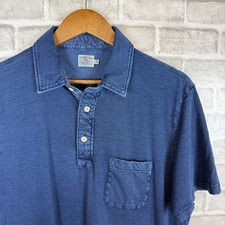 Faherty Brand Mens Large Indigo Blue Organic Cotton Slub Knit Pocket Polo Shirt picture