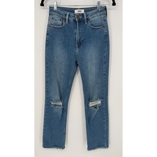 JBD JUST BLACK DENIM STRAIGHT LEG MEDIUM WASH DISTRESSED JEANS SIZE 25 picture