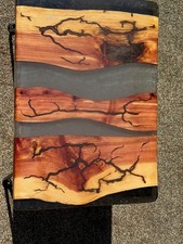 Cutting/Charcuterie Board-Fractal burned Red Cedar with Silver/Black Epoxy picture