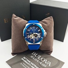 Bulova 98A303 Marine Star Blue Dial - Silicon Strap Men's 45mm Automatic Watch picture