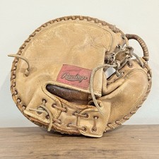 Vintage Rawlings Professional Model Leather Catchers Mitt Baseball Glove Red  picture
