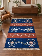 Scandinavian Rollakan Handwoven Wool Flatweave Rug Gorgeous MCM Palette 4x6 picture