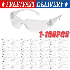 200Pack Protective Safety Glasses Clear Lens lot Eyewear Anti Scratch Work UV US picture