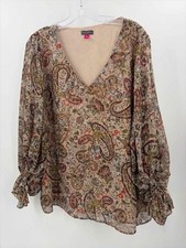 Pre-Owned Vince Camuto Brown Size Large Long Sleeve Blouse picture