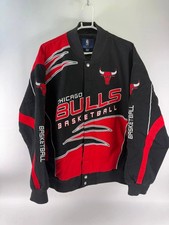Vintage G-III Carl Banks Chicago Bulls Jacket Mens 3XL Varsity Bomber Red Black picture