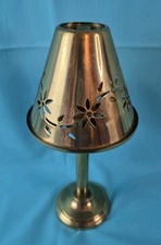 Vtg Partylite Floral Tracery Tealight Lamp  Brass Set Farmhouse 11.5