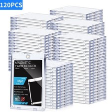 120 Pack Ultra-Thin Magnetic Trading Sports Card Holder 35pt One-Touch Hard Case picture
