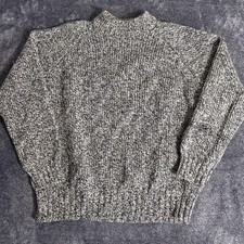 Vtg Peter Storm Mens L Grey New Wool Knit Sweater Marled Mock Neck UK Made 70s picture