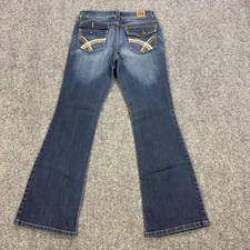 Vintage Y2K L.e.i. Sophia Hipster Flare Jeans Juniors 5 Blue Lace Pockets Denim picture