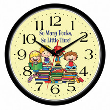 So Many Books So Little Time 10 Inch Wall Clock Teacher Library Book Decor picture