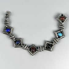 D’Molina Taxco TM-90 Sterling Silver Multi Gemstone Modernist Bracelet 40.55g picture