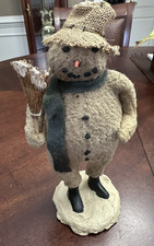 ESC Trading Co Foster Primitive Winter Christmas Snowman Figurine Broom Folk Art picture