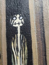 Original Dark Surrealism Painting Signed S Moran Spooky Ghost Closet Bed Horror picture