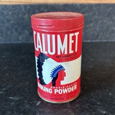 Calumet Vintage Baking Powder Tin Can, Red White Blue, 1/2 lb 4 oz picture