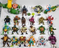 Vintage 1988 Playmates TMNT 19 Figure Lot, Vehicles, Mask, Ninja Turtles 80s 90s picture