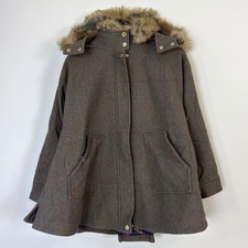 Joules Womens Brown Field Tweed Wool Zip Up Coat Jacket - Small picture