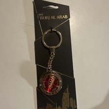 Dubai UAE Gold Keychain With Inside Burj Al Arab United Arab Emirates Souvenir picture