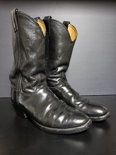 Justin Boots Style 3040 Vibram Sole All Leather Black Western Mens Size-10.5 D picture
