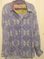 Robert Graham MensXL Purple Paisley Shirt LongSleeve Embroidered Contrast Collar picture