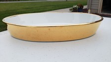 Vtg Royal Worcester Porcelain Lusterware England Fireproof Gold Oval Baking Dish picture