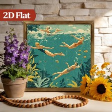 Underwater Swimmer Wooden Plaque Decor for Living Bedroom Home Decor Spa Art picture