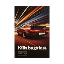 Porsche 911 Turbo Poster - Vintage Speed Racing Wall Art Kills Bugs Fast picture