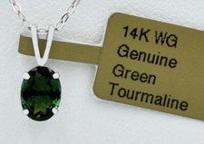 GENUINE 1.08 Carats  GREEN TOURMALINE PENDANT 14k WHITE GOLD - Free Appraisal picture