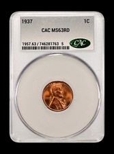 1937 Lincoln Cent CAC MS63RD picture
