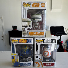 Lot of 3 Funko Pop Star Wars L3-37 R2-B1 and BB-8 Bobble-Head Vinyl Figure picture