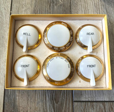Vintage Maytag Dutch Oven Thermostat Timer Burner Knob Dial Set Of 6 Gold picture