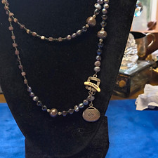 Silpada Gray Cultured Pearl Beaded Necklace Round Charm Pendant Toggle Signed picture