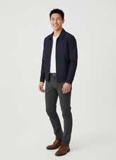 VINCE  100% Cotton With Leather Trim Bomber Style Blue Jacket Size L $489 #276 picture