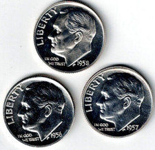 1956+1957+1958 Three Proof Silver Roosevelt Dimes picture