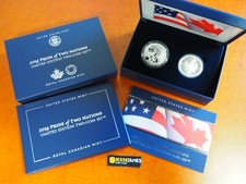 2019 W ENHANCED REVERSE PROOF SILVER EAGLE MAPLE LEAF PRIDE OF TWO NATIONS SET picture