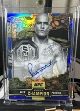 2025 Topps Chrome UFC Mark of a Champion Auto Alex Pereira BlueRefractor /150 picture