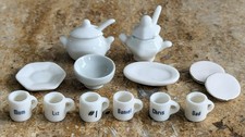 Vintage Lot of 13 Porcelain Dollhouse Minatures Lot ~ Mugs ~ Plates ~ Dishes picture