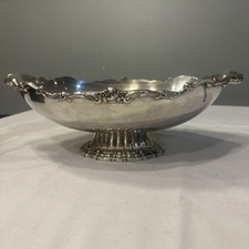 Vintage Lunt V-75 Silver Plate Large Oval Bowl With Ornate Pedistal  picture