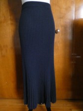 Bloomingdale's 100% Cashmere Navy Ribbed Knit Midi Skirt Size M XL $228 NWT picture