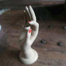 Vintage Mannequin Hand Jewelry Display Stand Red Nails Sculpture Decor 1940s 30s picture