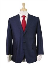 Edgar Pomeroy Bespoke Midnight Blue Silk Linen Iridescent Handmade Suit 38S picture