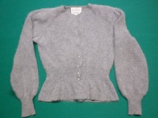 VINTAGE SAKS FIFTH AVENUE MID 70s FITTED MOHAIR CARDIGAN SWEATER, ASH, LADIES M picture