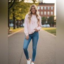 DKNY light Pink Velvet Hoodie size XL Y2K picture